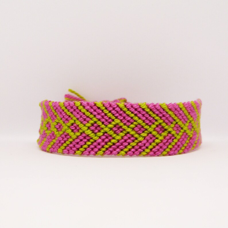 Hot Pink Apple Green Tribal Friendship Bracelet Woven Cotton Bracelet Funky Hippy Textile bracelet Stocking Filler Girlfriend Gift Macrame