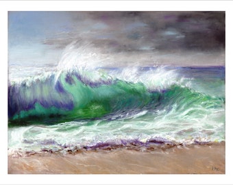 Ocean Storm Lifting - cards, prints and original pastel seascape
