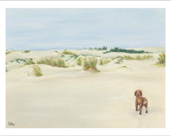 Beach Dog - Original pastel painting, giclee prints and greeting cards