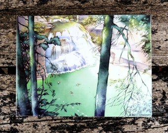 Waterfall, Ceramic Tile, Ithaca, Enfield Falls, Robert Treman Park, Christmas Gift, Finger Lakes, Wall Art by Cheryl Chalmers