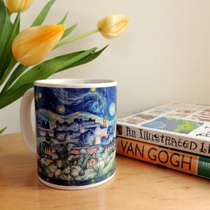 Coffee Mug, Cornell University, Van Gogh, Gift, Coffee Lovers, Starry Night, Ceramic, Watercolor by Cheryl Chalmers image 2