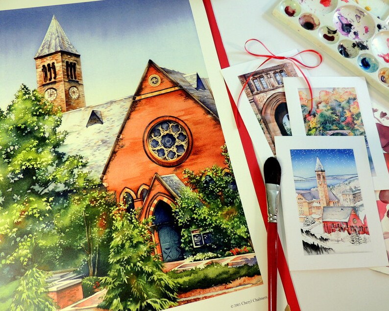 Cornell University Art Print Sage Chapel Ithaca Wall Art Etsy