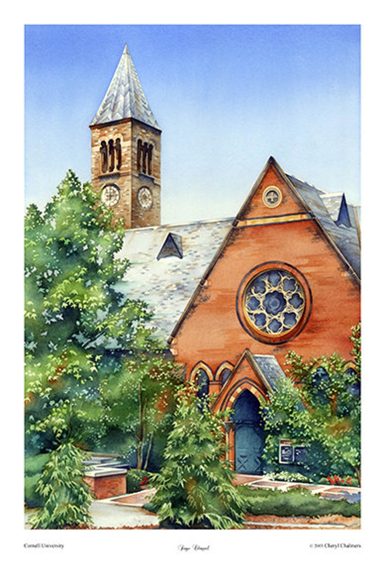 Cornell University Art Print Sage Chapel Ithaca Wall Art Etsy