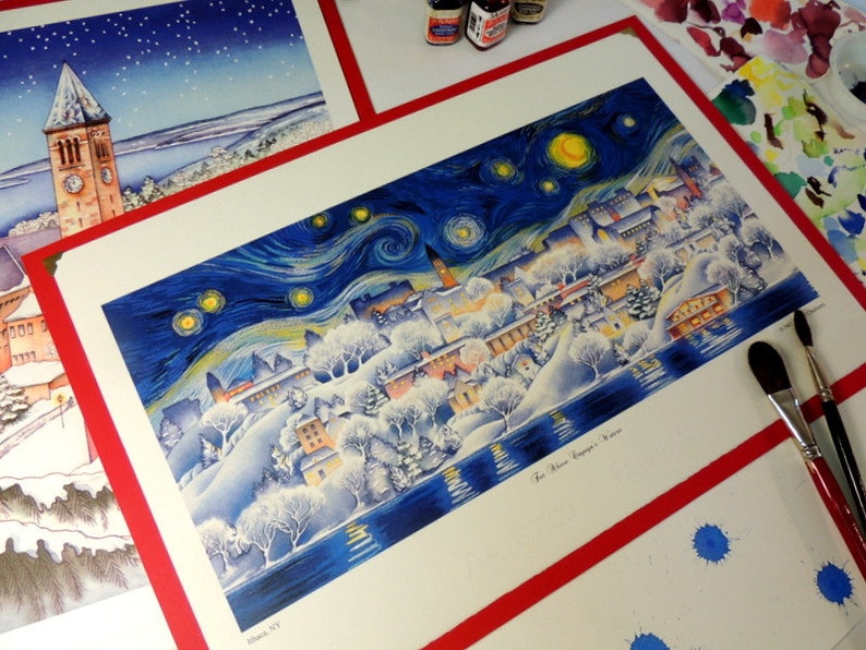 Starry Night Cornell University Wall Art Ithaca Scene Etsy