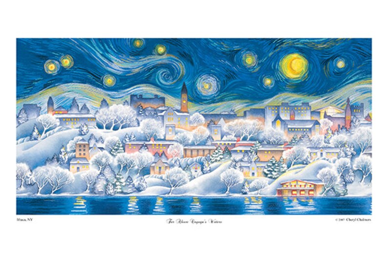 Starry Night Cornell University Wall Art Ithaca Scene Etsy