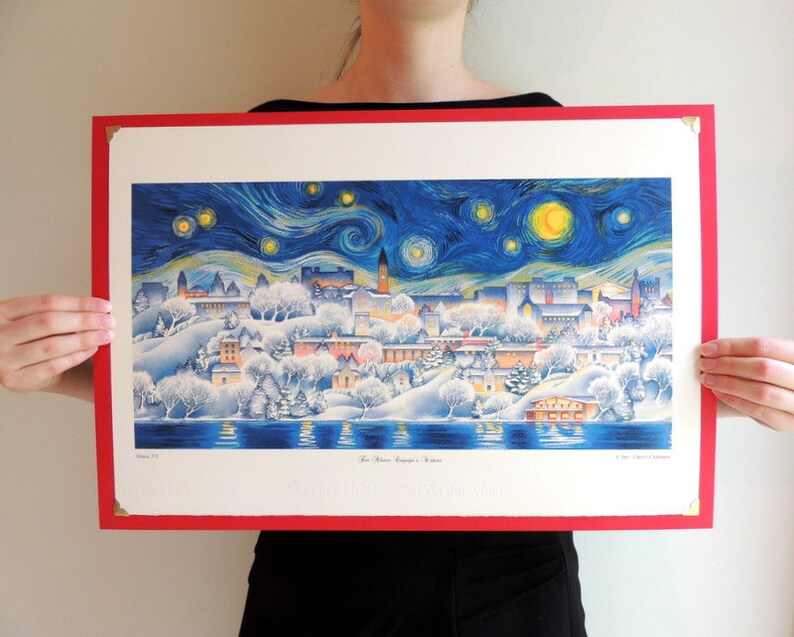 Starry Night Cornell University Wall Art Ithaca Scene Etsy