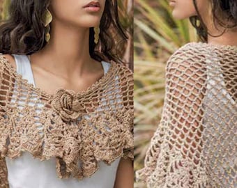 Lovely crochet shawl PATTERN, beach wedding crochet shawl pattern, CHART and basic instructions in English, charts not interpreted in words!