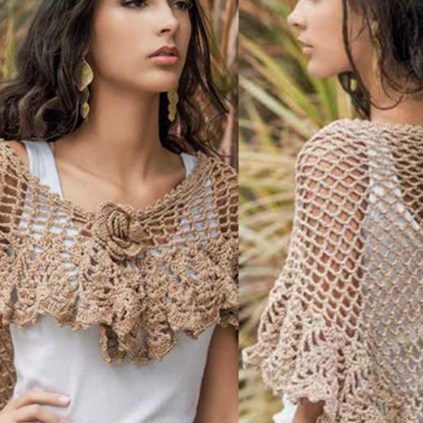 Lovely crochet shawl PATTERN, beach wedding crochet shawl pattern, CHART and basic instructions in English, charts not interpreted in words!