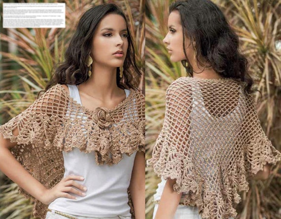 Lovely crochet shawl PATTERN, beach wedding crochet shawl pattern, CHART  and basic instructions in English, charts not interpreted in words!