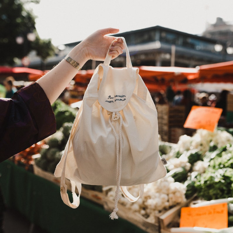 Francis-embroidered and customizable organic cotton bag