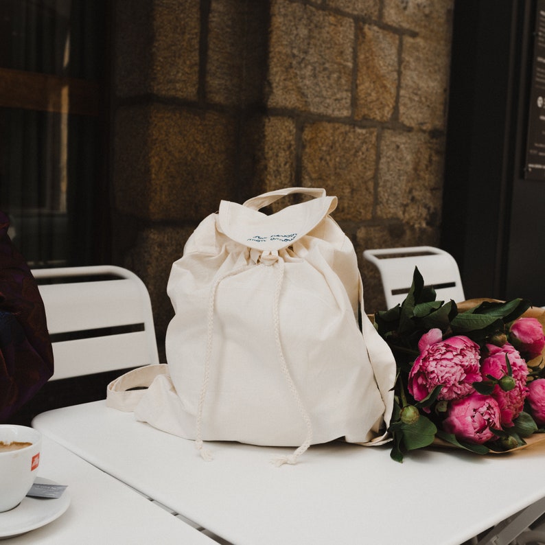 Francis-embroidered and customizable organic cotton bag