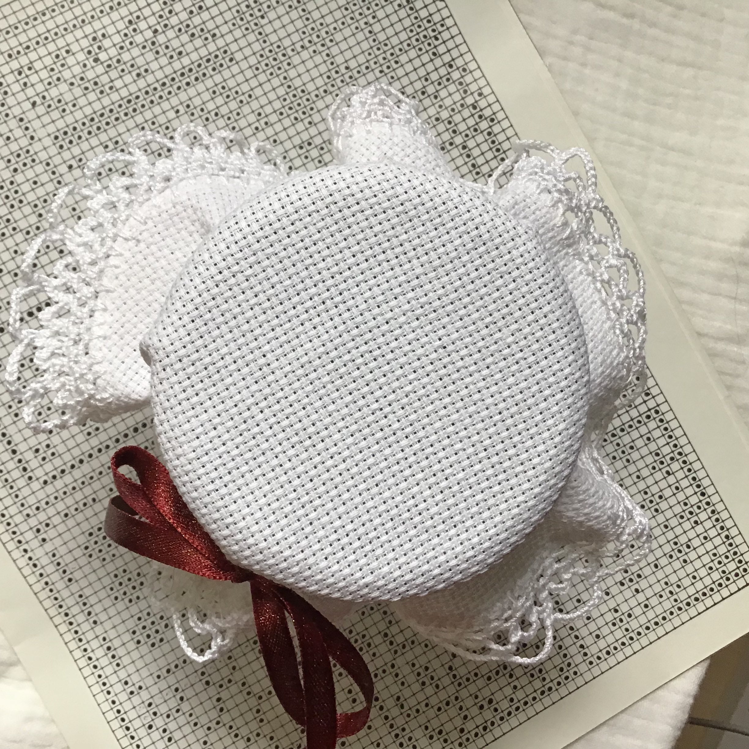 Charlotte Confiture Tour Crochet/À Broder Toile Aida 5.5 Couvercle de 8 cm Dimension avec Broderie 1