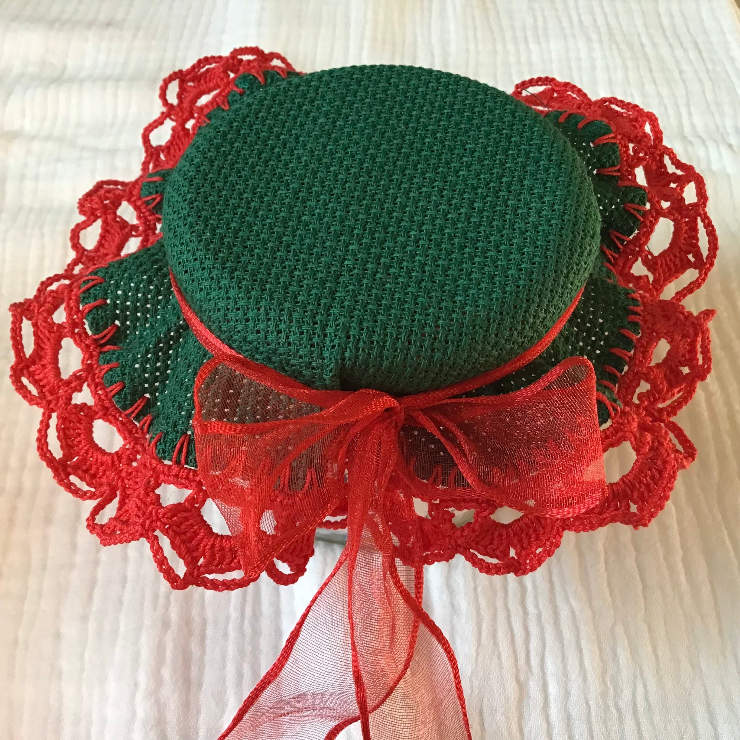 Charlotte Pot Confiture/À Broder Toile Aida Vert Sapin 5.5 cm . Tour Crochet Rouge Noël Fêtes Des Mè