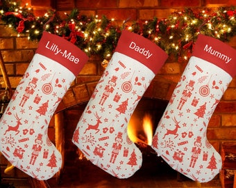 personalised embroidered nordic style lined quality large 50cm christmas stocking - Embroidered Christmas Stocking personalised embroidered nordic style lined quality large 50cm christmas stocking - Embroidered Christmas Stocking