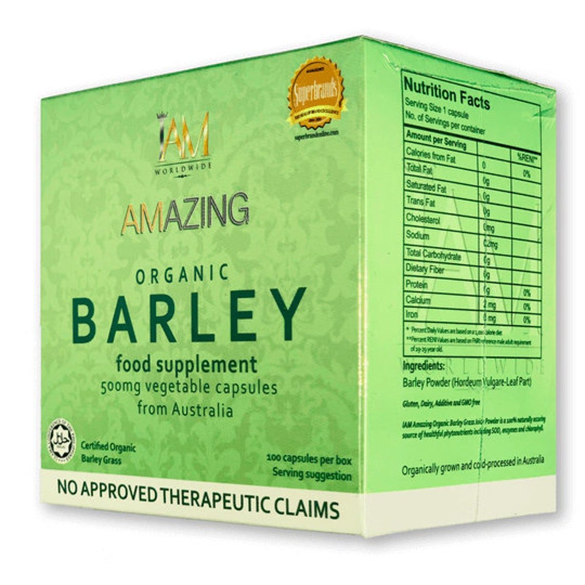 Amazing Pure Organic Barley 100 caps/Box Vegetable Capsule Etsy