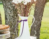 Enamelware Vintage Design Tall Jug - Wedding Venue Decoration - Floral Display Container - Vintage Style Pitcher - Farm Wedding - Home Decor