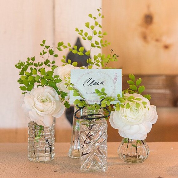 4 X Vintage Design Small Glass Vase Wedding Table Number Etsy