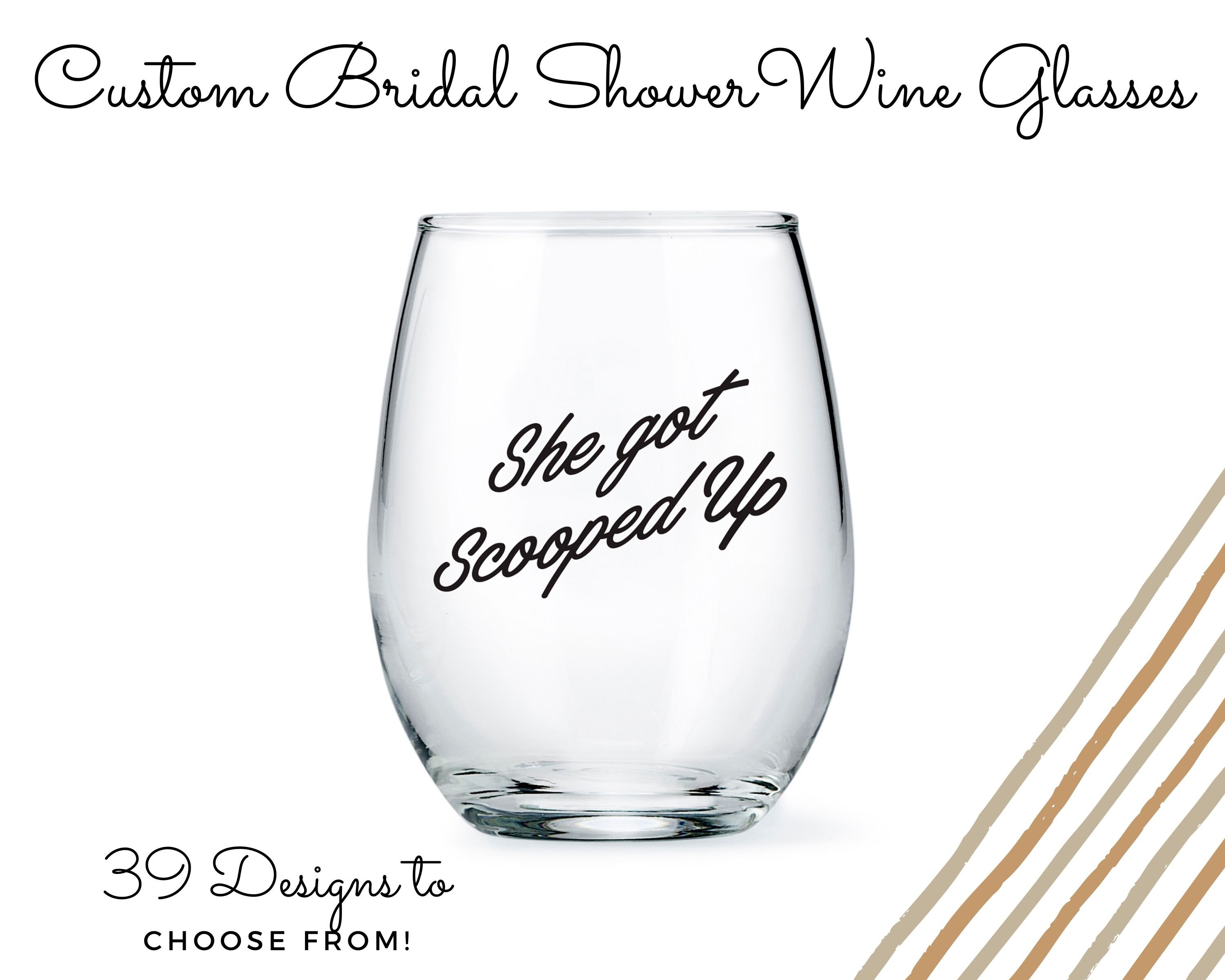 Custom Bridal Shower Wine Glasses Small Wine Glasses 39 Etsy