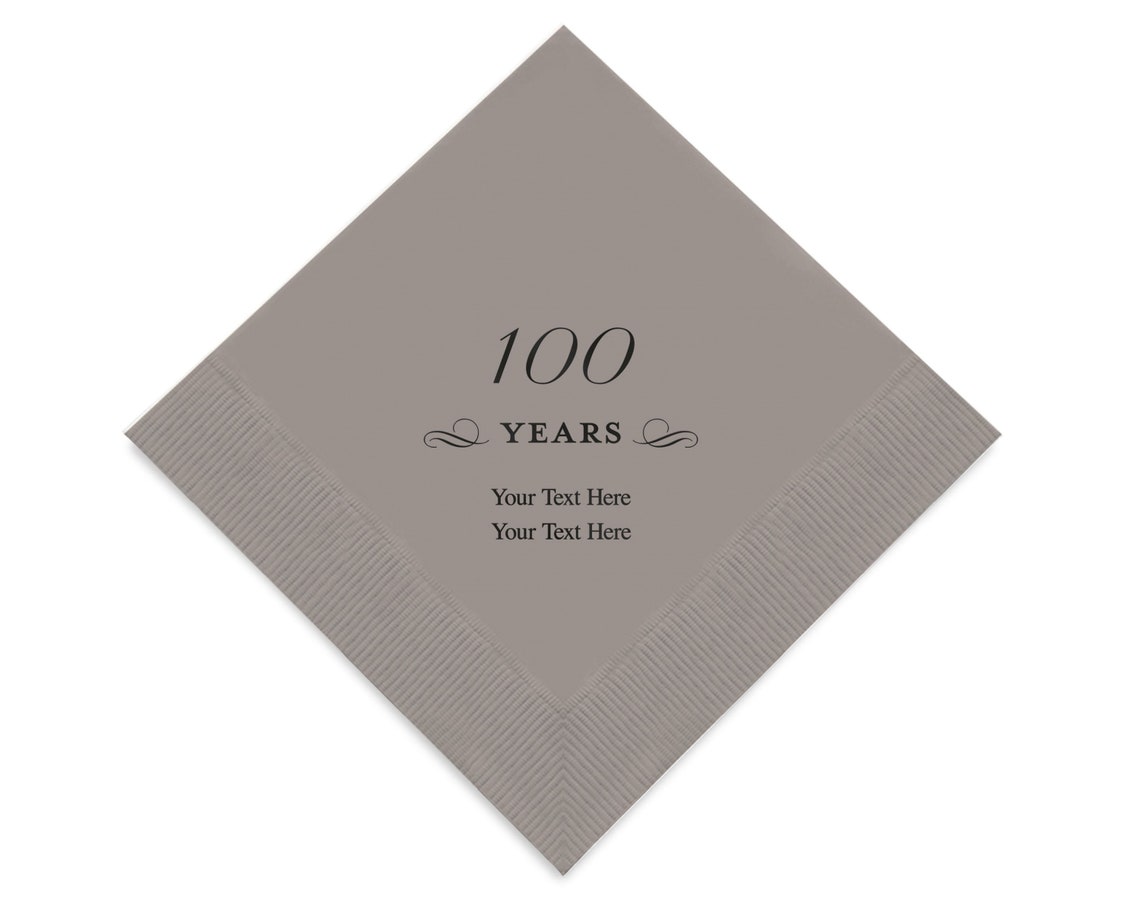 100th Anniversary Napkins Personalised Custom Napkins Etsy UK