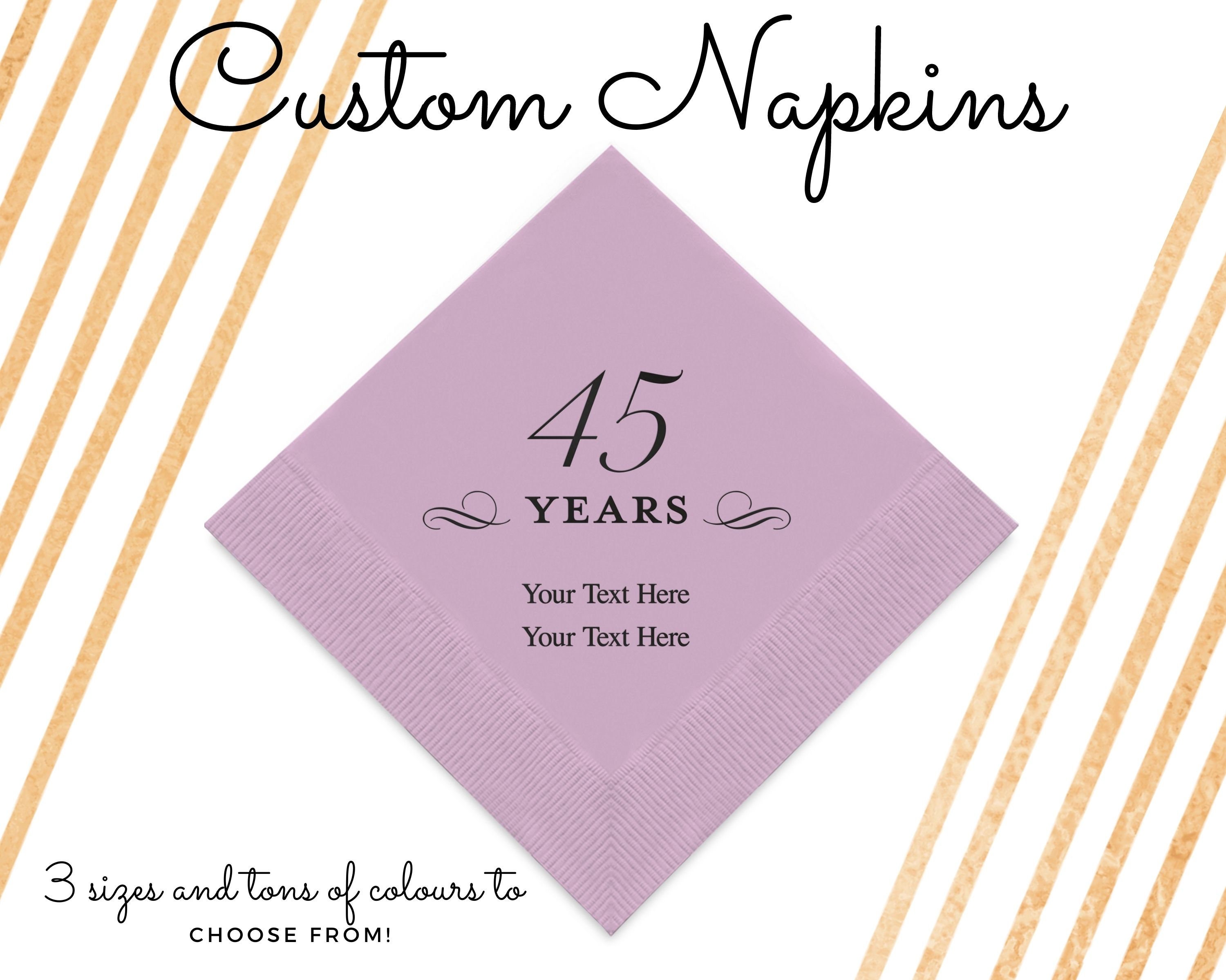 Custom 45th Anniversary Napkins Personalised Napkins Etsy UK