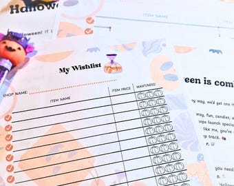 Halloween Stationery Wishlist - Printable Digital Download