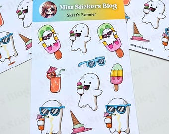 Summer Ghost Stickers | Spooky Journaling Planner Decor