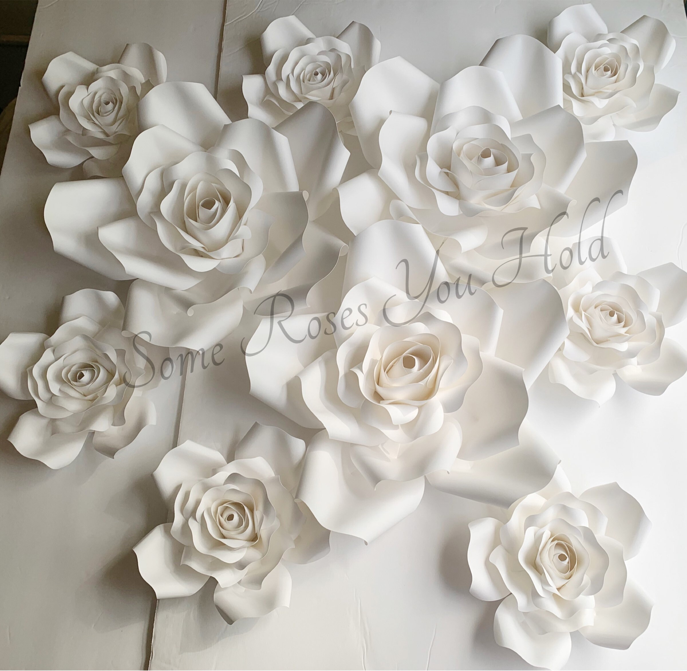 White Paper Flowers White Paper Flowers Wall Decor 10pc Etsy