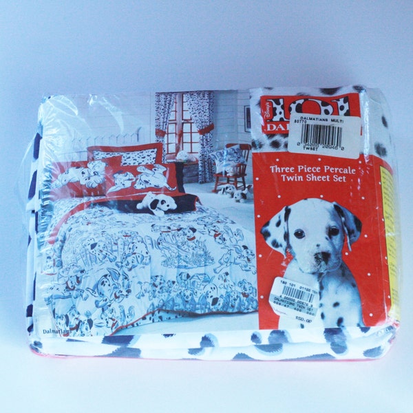 BRAND NEW 101 Dalmatians Twin Bed Sheet Set // Disney Cartoon Dog Sheets