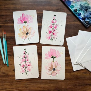 Original Watercolor Snapdragon Greeting Cards: Hand-Painted 5x7 Note Cards, Set of 4