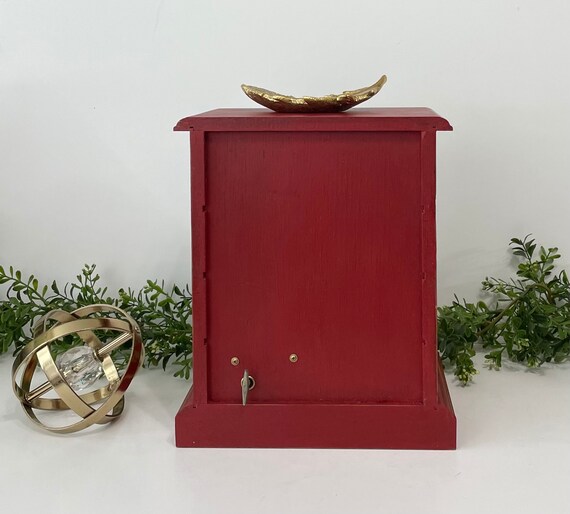 Vintage Red Wood Jewelry Box with Double Doors - image 8