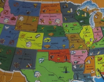 1961 United States Puzzle Map Milton - Il 340x270.4528472191 Subx 