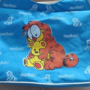 Genuino bolso de tela vintage vintage Garfield the Cat Blue.  **Envío GRATIS**