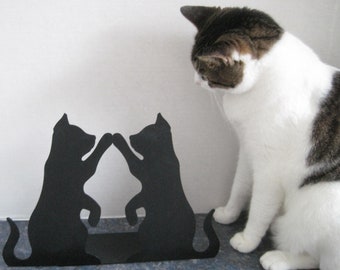 Vintage Artistic Metal Crafted Art Cat Silhouette Bookends Art Decor Pieces.  **FREE Shipping**