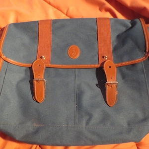 Brand New Vintage Ralph Lauren Polo Green Nylon Messenger Laptop School Work Bag w/ Handle and Adjustable Shoulder Strap.  **FREE Shipping**