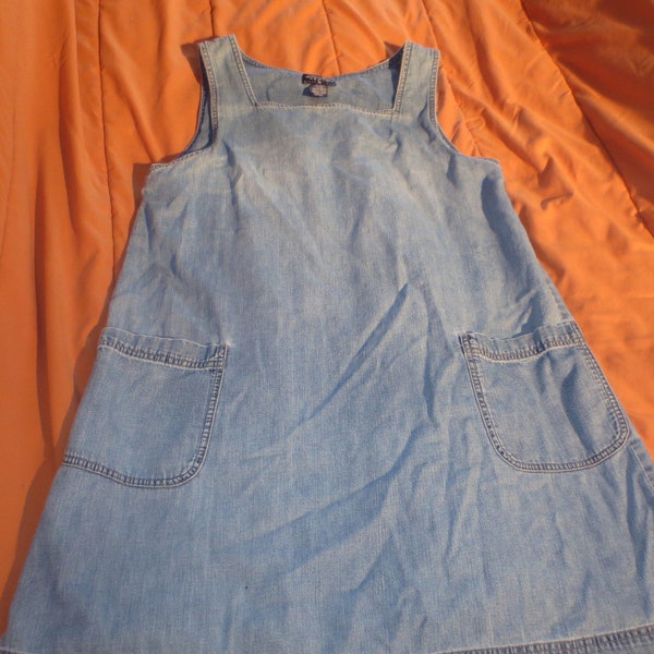Vintage Eddie Bauer Ladies Country Style Charm Denim Jean Slip Over Dress - Size Large.  **FREE Shipping**