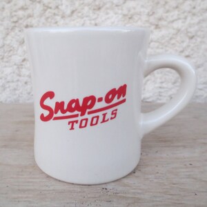 Vintage 1990&#39;s Thick Heavy Ceramic Hour Glass Shaped Snap On Tools Coffee Cup with the 1950 Logo Design.  **FREE Shipping**