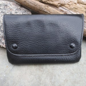 Rare Vintage Mid Century Birkdale of England Black Leather Wallet Pouch with Waterproof Lined Interior Made in England.  **FREE Shipping**
