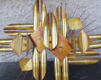 Rare Vintage One of a Kind Mid Century Copper Brass Bronze Brutalist Wall Art Hand Crafted Artistic Metal Sculpture.  **FREE Shipping**
