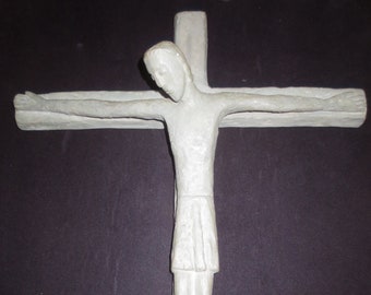 Rare Vintage One of a Kind Artistic Vision Hedwig Aregger's Hand Carved Sculpted Religious Holy Cross Signed and Dated.  **FREE Shipping**