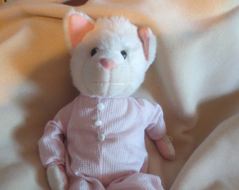 Rare Vintage 1996 Nancy Cordaro's Little Snoozems Lovable Squeezable Squishable Pose-able Kitty Cat in Pajamas Plush Toy.  **FREE Shipping**