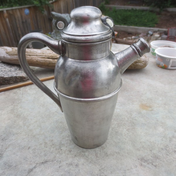 Vintage Federal Solid Pewter Pre-War Era Handle Cocktail Shaker and Pourer.  **FREE Shipping**