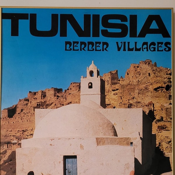 Extremely Rare Vintage Original 1974 Tourism Photographic Foam Board Metal Framed Poster of Tunisia Printed in France.  **FREE Shipping**