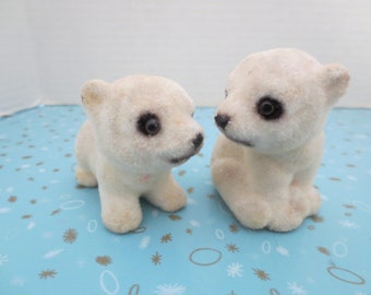 布人形 2 Vintage Super Cute Polar Bear Fuzzy Velvet Baby Cubs