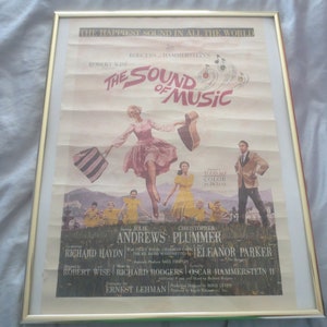 Rare vintage Hard Card Stock 1965 Sound of Music Movie Poster. **Livraison gratuite**