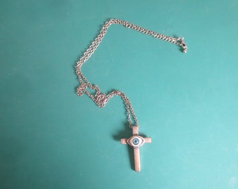 Vintage Esoteric Interpretive The Eyes of Horus Cross and Chain.  **FREE Shipping**
