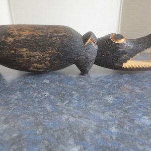 Vintage Handmade Handcrafted Hand Carved Wooden Fun Cute Hippopotamus Hippo Figurine Statue.  **FREE Shiping**