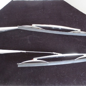 Rare Vintage Set Matching Pair of Stainless Steel Chrome Anco Red Dot Car Wiper Blades and Arms with Wind Guards.  **FREE Shipping**