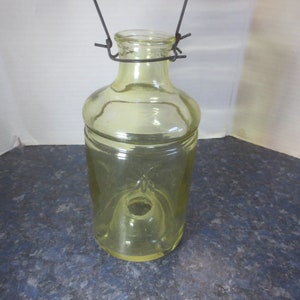 Vintage Yellow Glass Fly Wasp Hornet Bee Trap Outdoor Hanger.  **FREE Shipping**