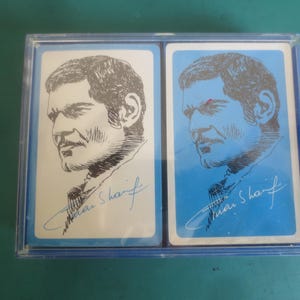 Cartes à jouer vintage scellées neuves à deux étages Omar Sharif Bridge Circus, plastifiées, fabriquées aux États-Unis.  **Livraison GRATUITE**