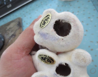 2 Vintage Super Cute Polar Bear Fuzzy Velvet Baby Cubs